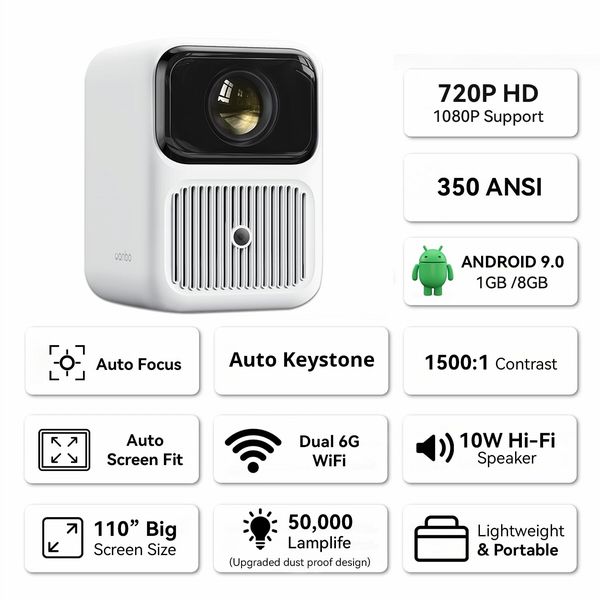 WANBO - DALI 1 (1080p) Fully Automatic Android Smart Portable LED Projector