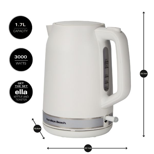 Hamilton Beach Ella Kitchen Bundle White - Kettle,  2 Slice Toaster and Microwave