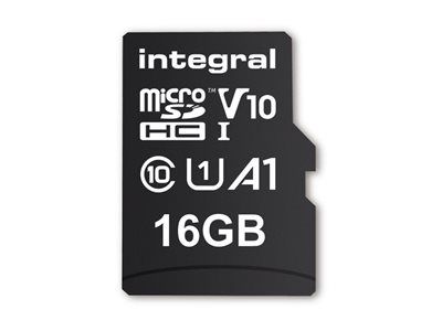 Integral 16GB MicroSDHC UHS-I U1 V10 Memory Card, 100MB/s Read