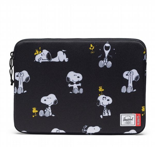 Peanuts® Herschel Anchor 14 Inch Sleeve Snoopy and Woodstock Black
