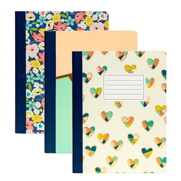 Pukka Carpe Diem Composition Book Floral Love Pack of 3