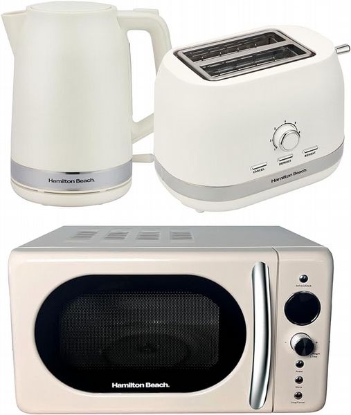 Hamilton Beach Ella Kitchen Bundle Latte - Kettle,  2 Slice Toaster and Cream Microwave