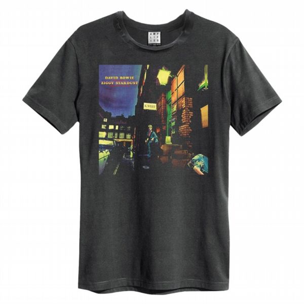 David Bowie - Ziggy Stardust Amplified Small Vintage Charcoal T Shirt